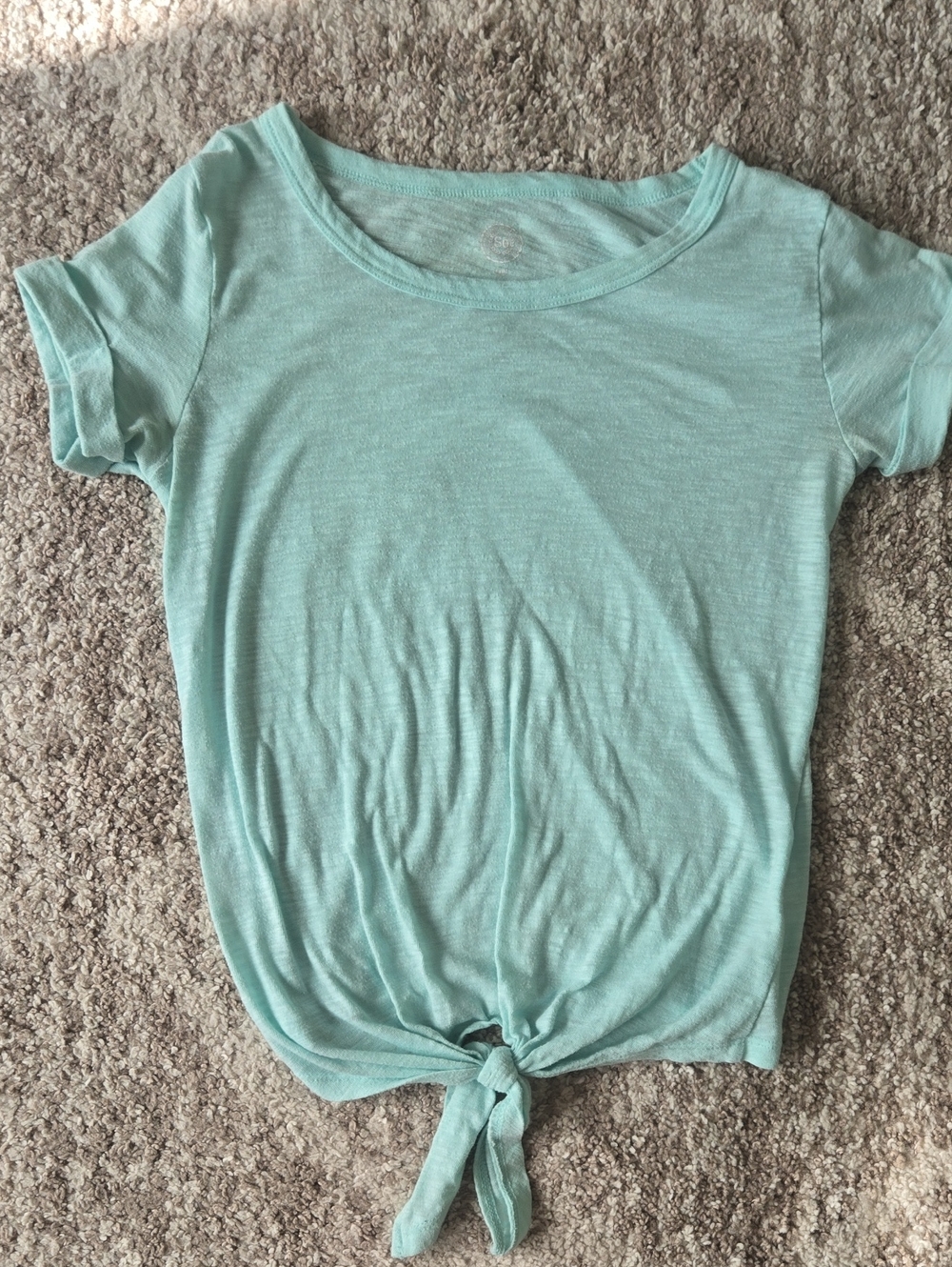 SO Mint Green Short Sleeve Tie-Front Tee